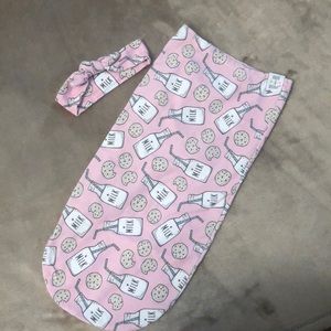 Milk & Cookies Baby Swaddle with Matching Bow